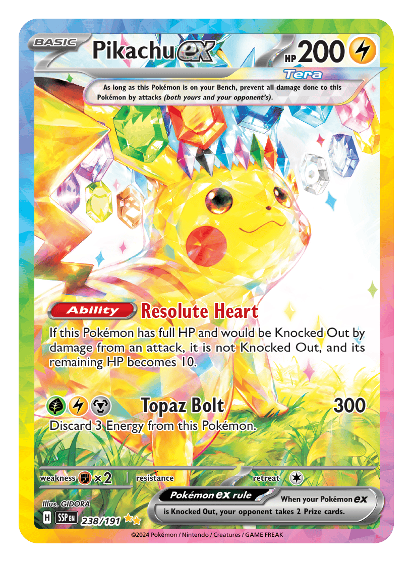 Pikachu ex Surging Sparks card